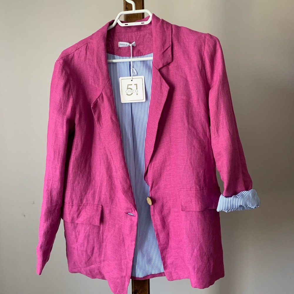 CIVICO 51 | Bright Pink Linen Jacket | Sz Sm | NWT